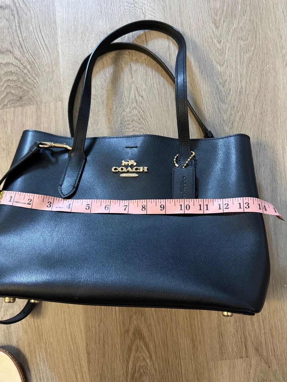 Coach Black Leather Tote with Gold Logo